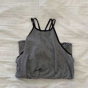 hollister black and white striped halter tank top